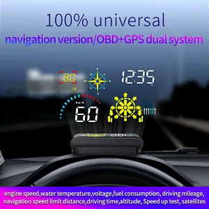 Universal Digital Speedometer For Car 5.8 Inch Large Screen GPS Avigation Lane Change Reminder HUD Car OBD USB Head Up Display