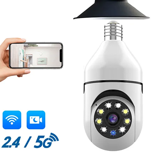 Smart home security panoramic bulb camera wifi Wireless 360 degree rotating full-color night vision ptz network cameras