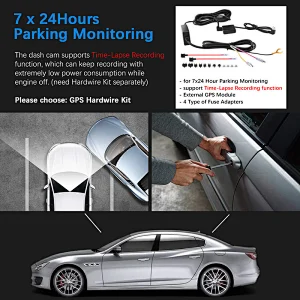 3CH dash cam 1080P 360 degree dashcam car camera car DVR recorder WIFI GPS