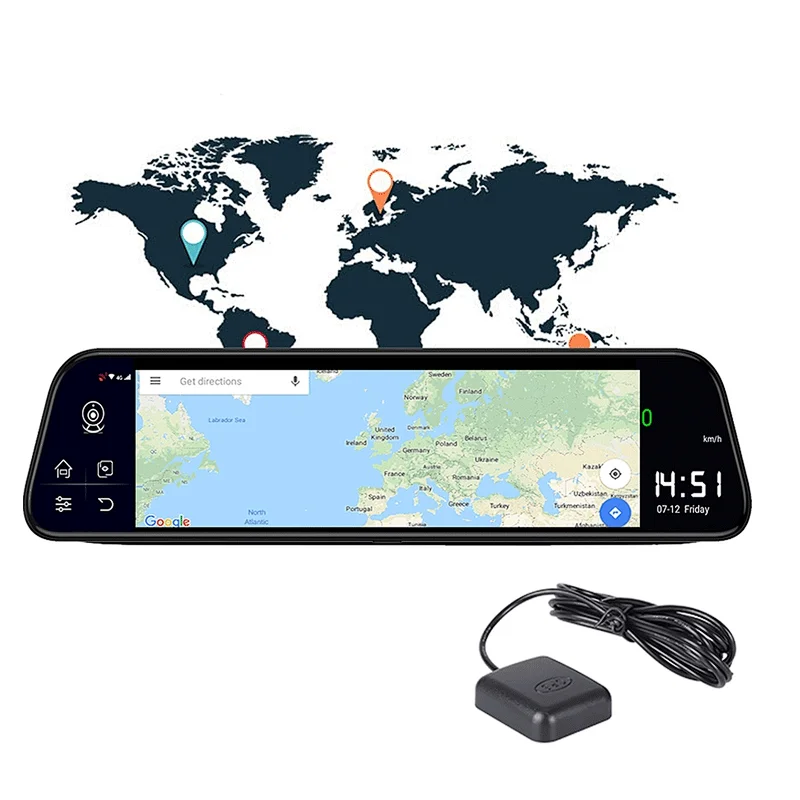 4G Android WIFI Full HD Rearview Mirror Dash Cam With GPS Navigation