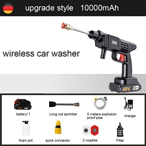 24v High Pressure Cordless Car Washer Wireless Spray Water Gun Portable Cleaning Machine For Irrigation With Lithium Battery