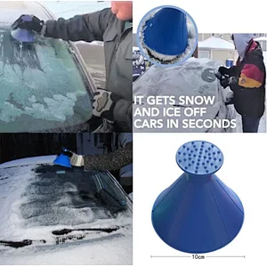 Winter Car Window Windshield Car Ice Scraper Funnel Shaped Auto Snow Remover Deicer Cone Tool Scraping A Round