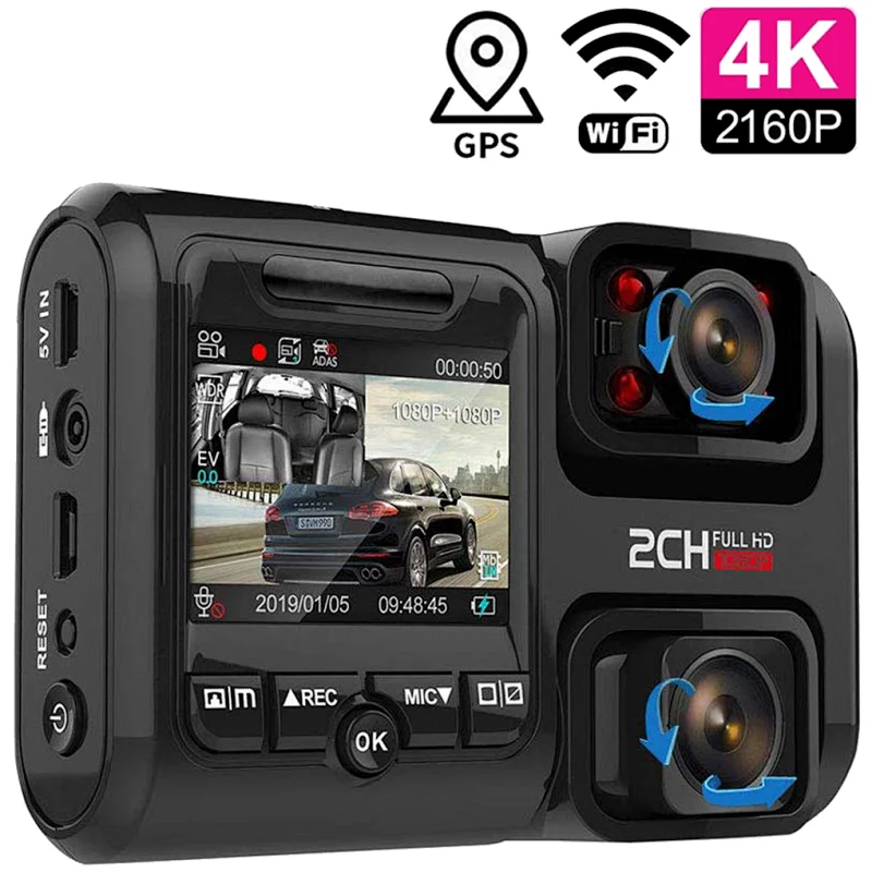 4k ADAS dash cam dual lens driving recorder camera built in GPS WIFI dashboard camera for car truck taxi