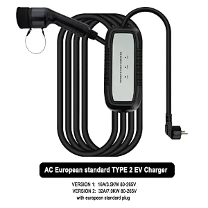 Type 2 EV Charger Portable Electric Vehicle Charger Station