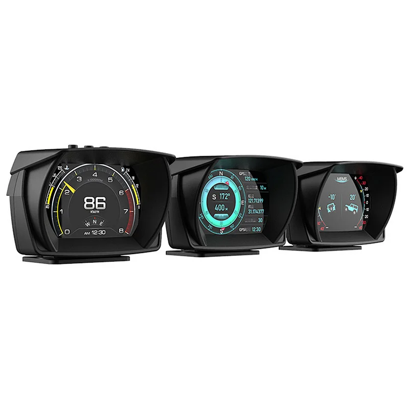 new professional digital racing gauge multifunctional car head up display hud with 3 screens OBD II +GPS+MEMS car safe driving