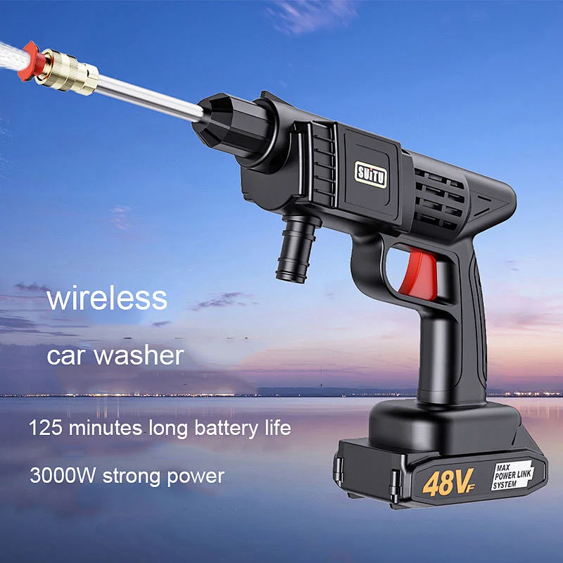 24v High Pressure Cordless Car Washer Wireless Spray Water Gun Portable Cleaning Machine For Irrigation With Lithium Battery
