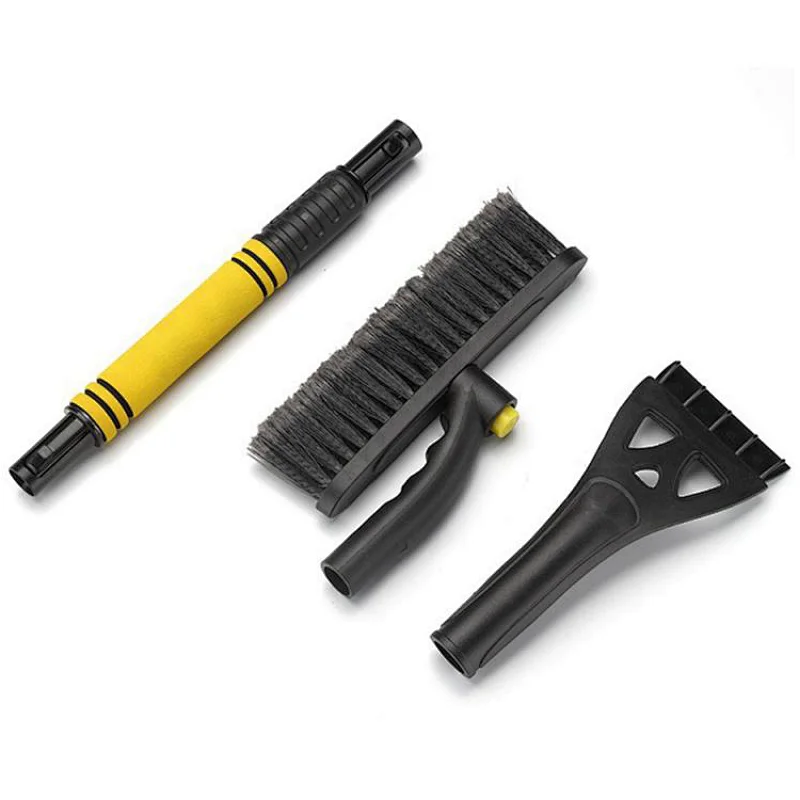Snow Cleaning Tool 3-in-1Extendable Ice Scraper and Snow Brush Snow Scraper w/Pivoting Brush Head for Car Windshield