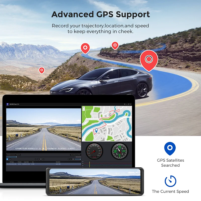 2K 10'' Touch Screen Driving Recorder Rear View Mirror Car Black Box Dashcam GPS Navigation Rearview Mirror Car DVR Camera