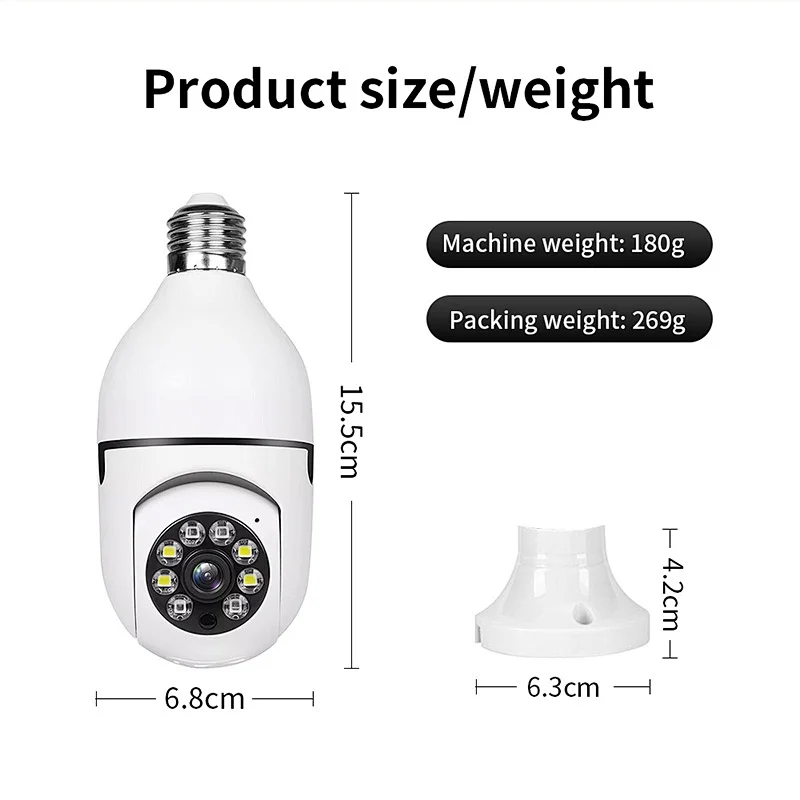 Smart home security panoramic bulb camera wifi Wireless 360 degree rotating full-color night vision ptz network cameras