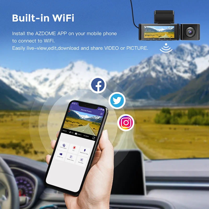 4K 3 Channel Dash Cam 3 Lens Car Dash Camera Front Inside Rear Car Black Box