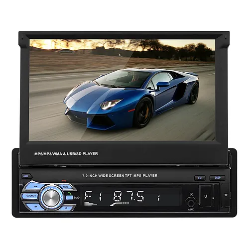 7 Inch Single Din Retractable Car Radio Stereo Car FM Radio Audio Video MP5 Player Caryplay Rearview Camera