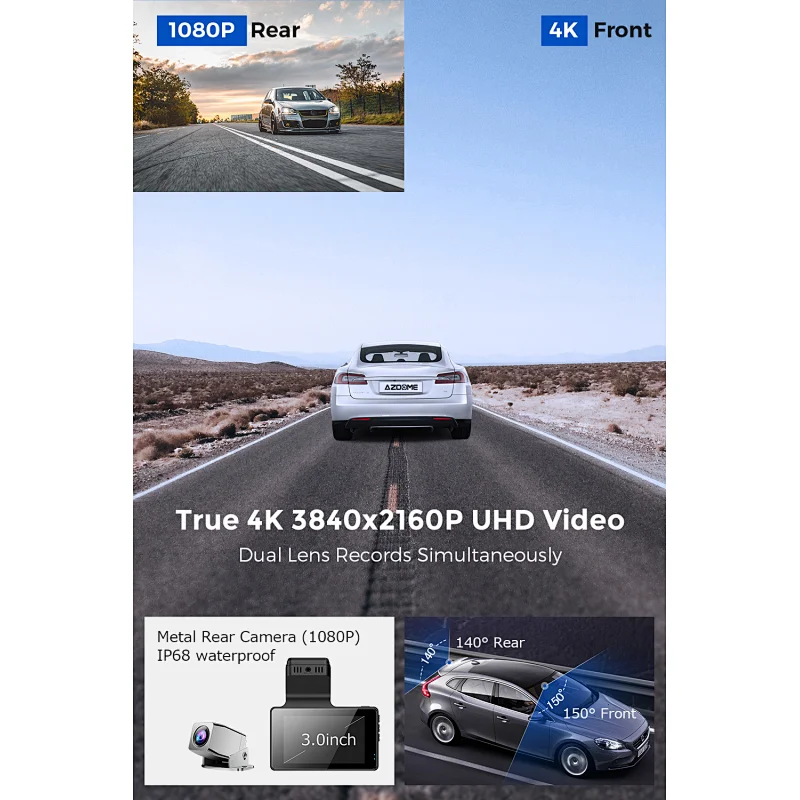 AZDOME Dash Cam 3inch Car Driving Recorder Camera Night Vision Park Monitor G-Sensor Loop Recording
