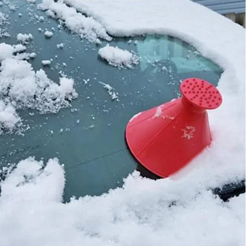 Winter Car Window Windshield Car Ice Scraper Funnel Shaped Auto Snow Remover Deicer Cone Tool Scraping A Round