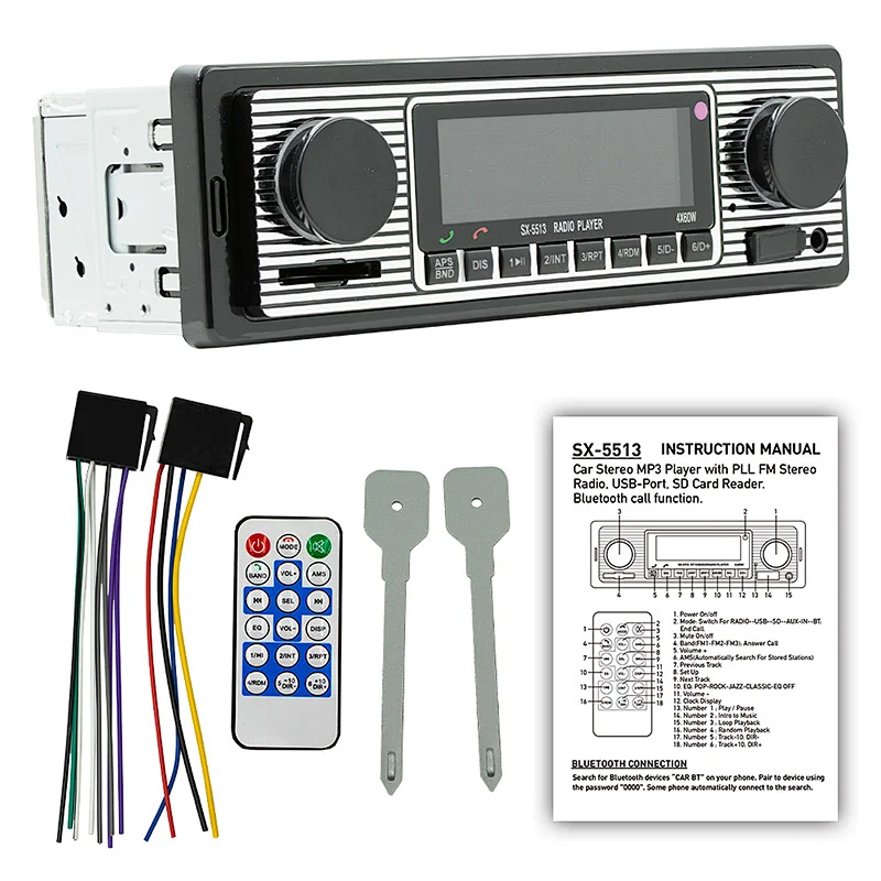 LCD Single DIN Car Stereo Receiver Car Radio Player Mp3 BT Hands Free Calling & Music Streaming/AM/FM Auto Radios Para Autos
