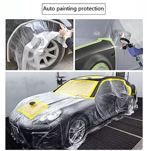 HDPE pre-taped automotive overspray masking film roll for use in painting car furniture wall floor