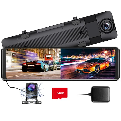 2K 10'' Touch Screen Driving Recorder Rear View Mirror Car Black Box Dashcam GPS Navigation Rearview Mirror Car DVR Camera