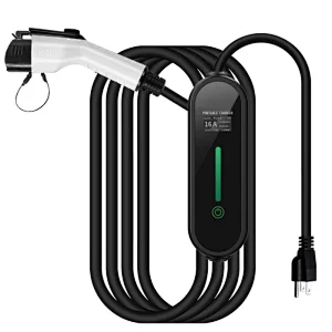 AC 4 Gears Current Adjustable Car Portable EV Charger Electric Vehicle Type 1 Plug 16A 5m J1772 Level 2 Charging Stations