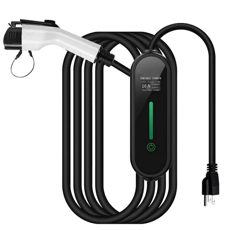 AC 4 Gears Current Adjustable Car Portable EV Charger Electric Vehicle Type 1 Plug 16A 5m J1772 Level 2 Charging Stations