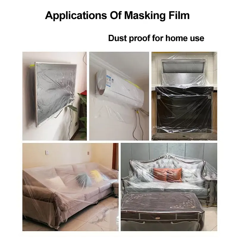 HDPE pre-taped automotive overspray masking film roll for use in painting car furniture wall floor