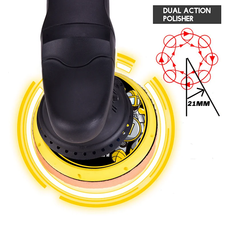 Car Polishing Machine DA 6inch 21mm Orbit Dual Action Auto Polisher Variable Speed