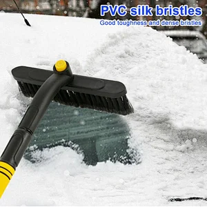 Snow Cleaning Tool 3-in-1Extendable Ice Scraper and Snow Brush Snow Scraper w/Pivoting Brush Head for Car Windshield
