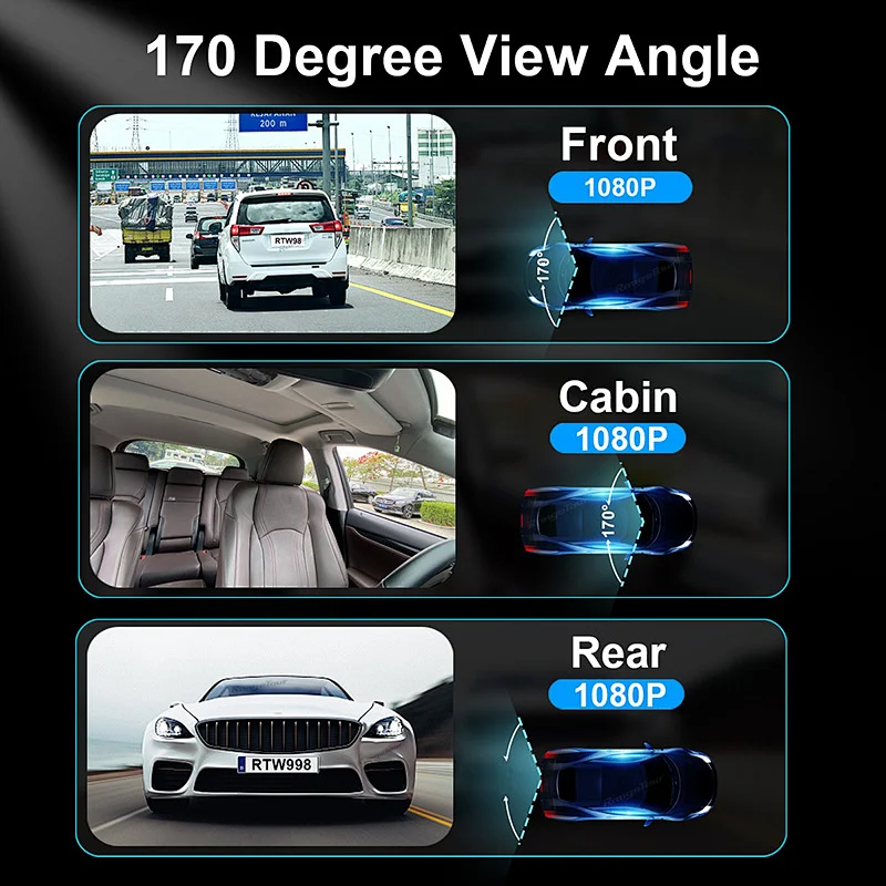 3CH dash cam 1080P 360 degree dashcam car camera car DVR recorder WIFI GPS