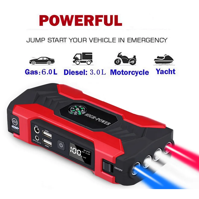 20000mAh Multi-function Vehicles Emergency Jump Starter Portable Power Bank Car Battery Booster Recovery Off-road Accessories