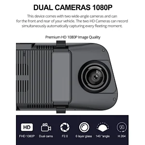 4G Android WIFI Full HD Rearview Mirror Dash Cam With GPS Navigation
