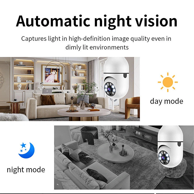 Smart home security panoramic bulb camera wifi Wireless 360 degree rotating full-color night vision ptz network cameras