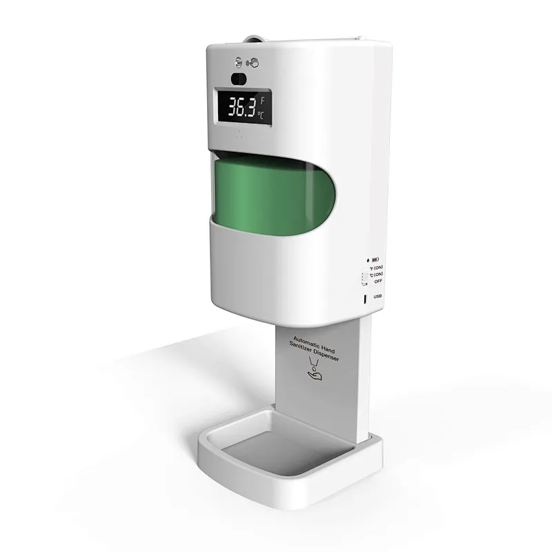 Dispensador automático del desinfectante de la mano con termómetro de temperatura corporal- gran touchless 1100ml capacidad Gel manos libre montaje en la pared