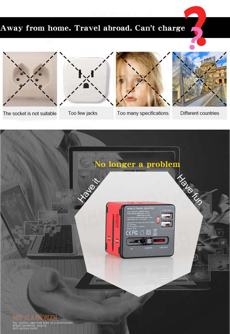 Travel wall plug adaptor