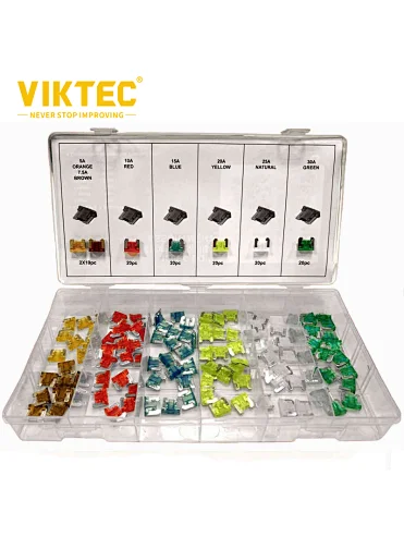 VIKTEC 120pc Low Profile Mini Blade Fuse Assortment