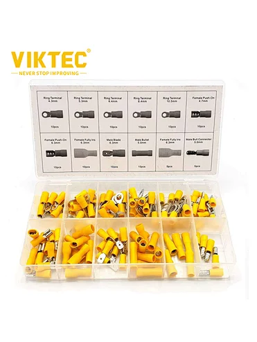 VIKTEC 110pc Crimp Terminal Assortment Yellow