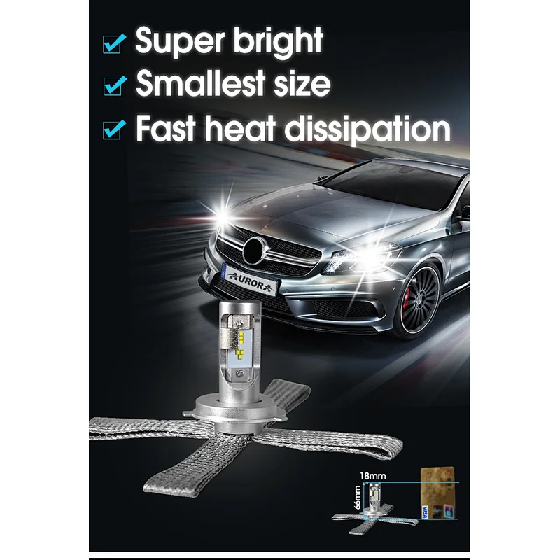 Great Fanless 58W Copper Braid Auto Cooling Light Car Headlight Bulb