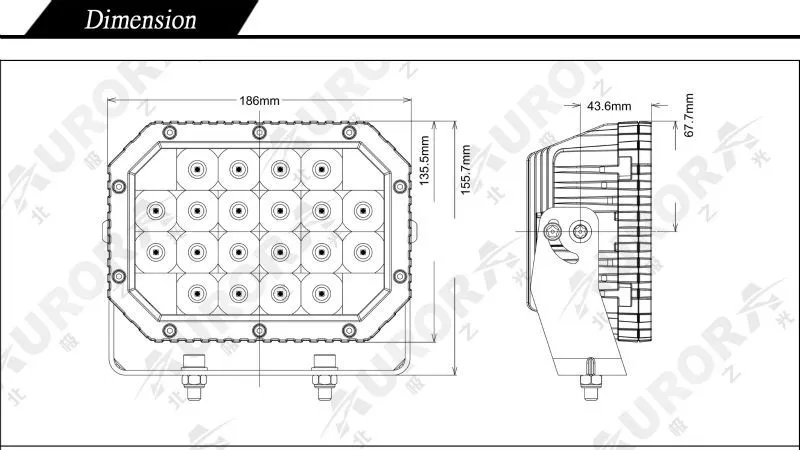 2015 AURORA newest design 6inch 60W led work led Quad light