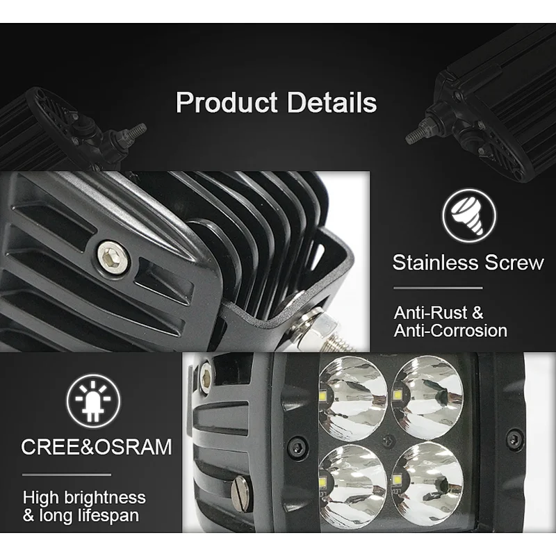 2 inch E-Mark SAE approved 12v 18w led light bar, ATV 4x4 cube spotlight
