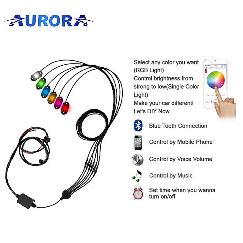Aurora IP68 single  color RGB mini  rock light 9W LED pod light