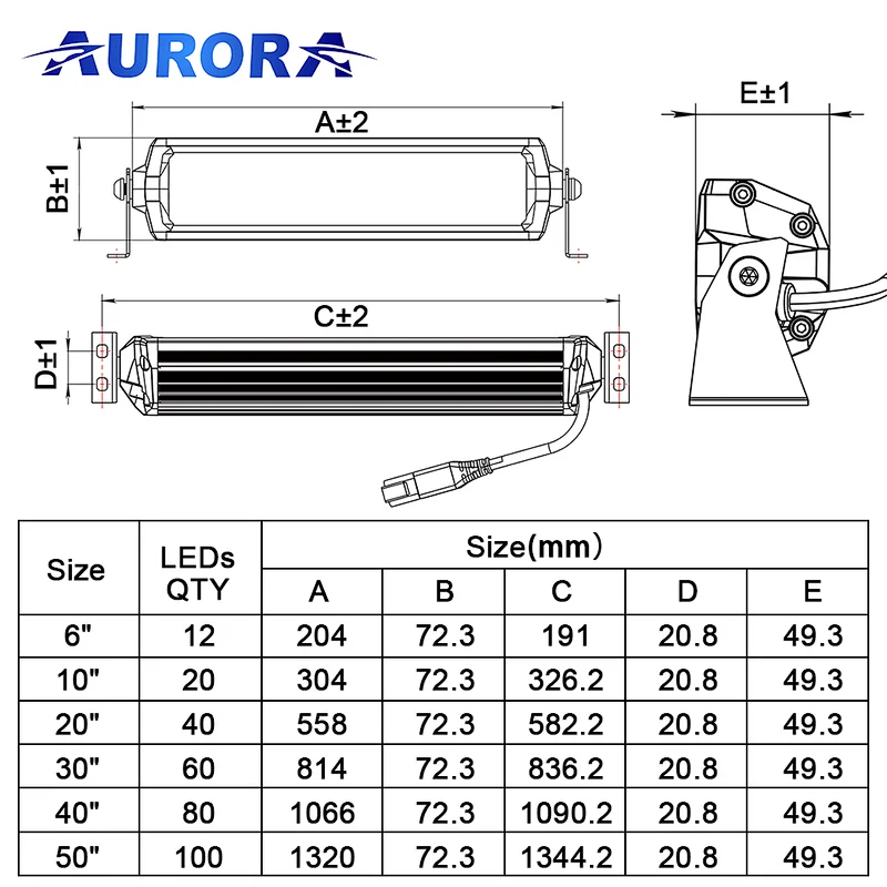 EMC and ECE approved AURORA Hot selling truck led 30inch double row led light