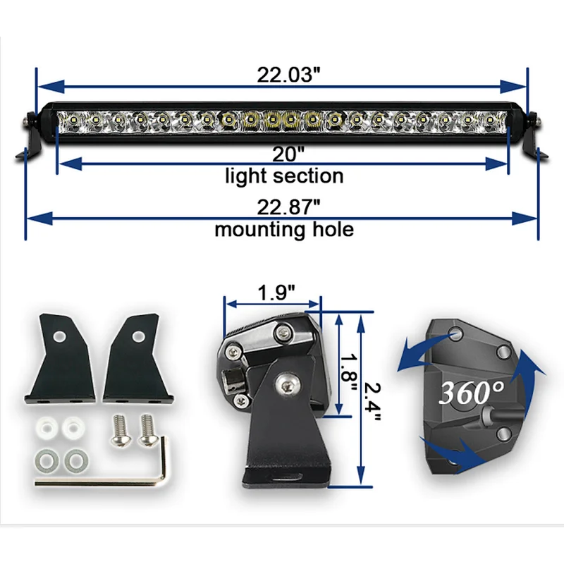 2022 1000M Lighting Super Bright   LED Light Bars Truck Offroad 22inches lights
