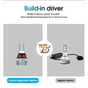 High Quality Aurora Patent 1+1 Design Led Bulb V5 6500K 11000Lm Fanless Car Led Headlight H4 9004 9005 9006 H11 H7