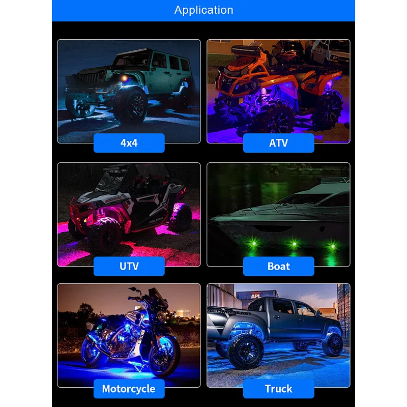 AURORA Super Bright 6 Pods RGB LED Rock Lights Set