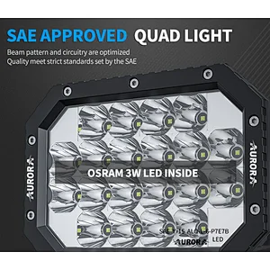 Aurora SAE Quad LED Driving Light with IP69K waterproof and good price