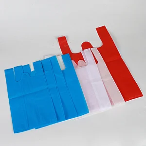 Supermarket bag Reusable t shirt packaging bag w cut non woven bag