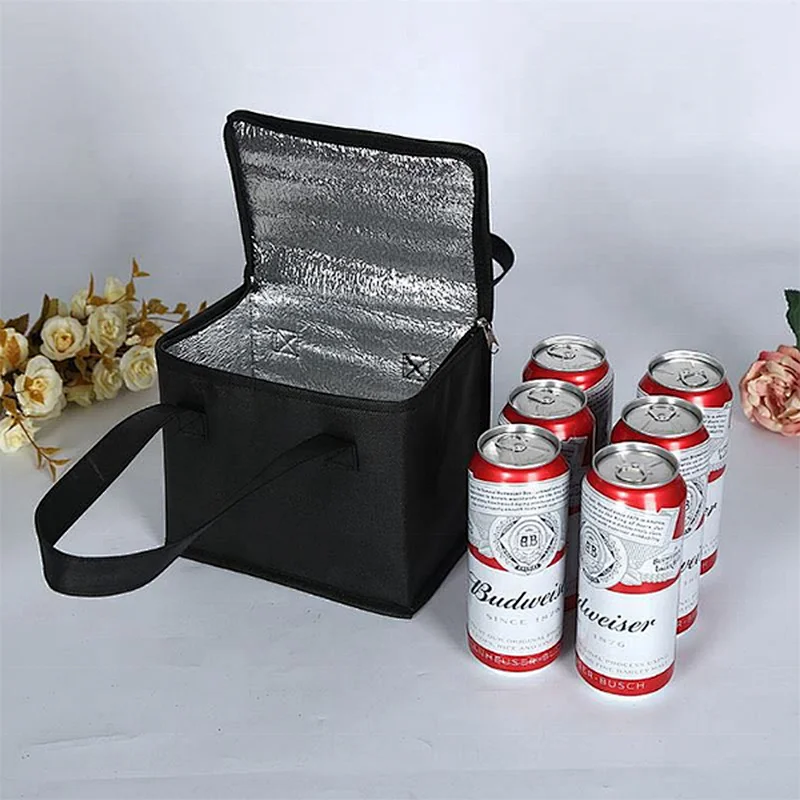 wholesale promotional custom printed disposable non woven tote lunch thermal insulated food deliver cooler bag