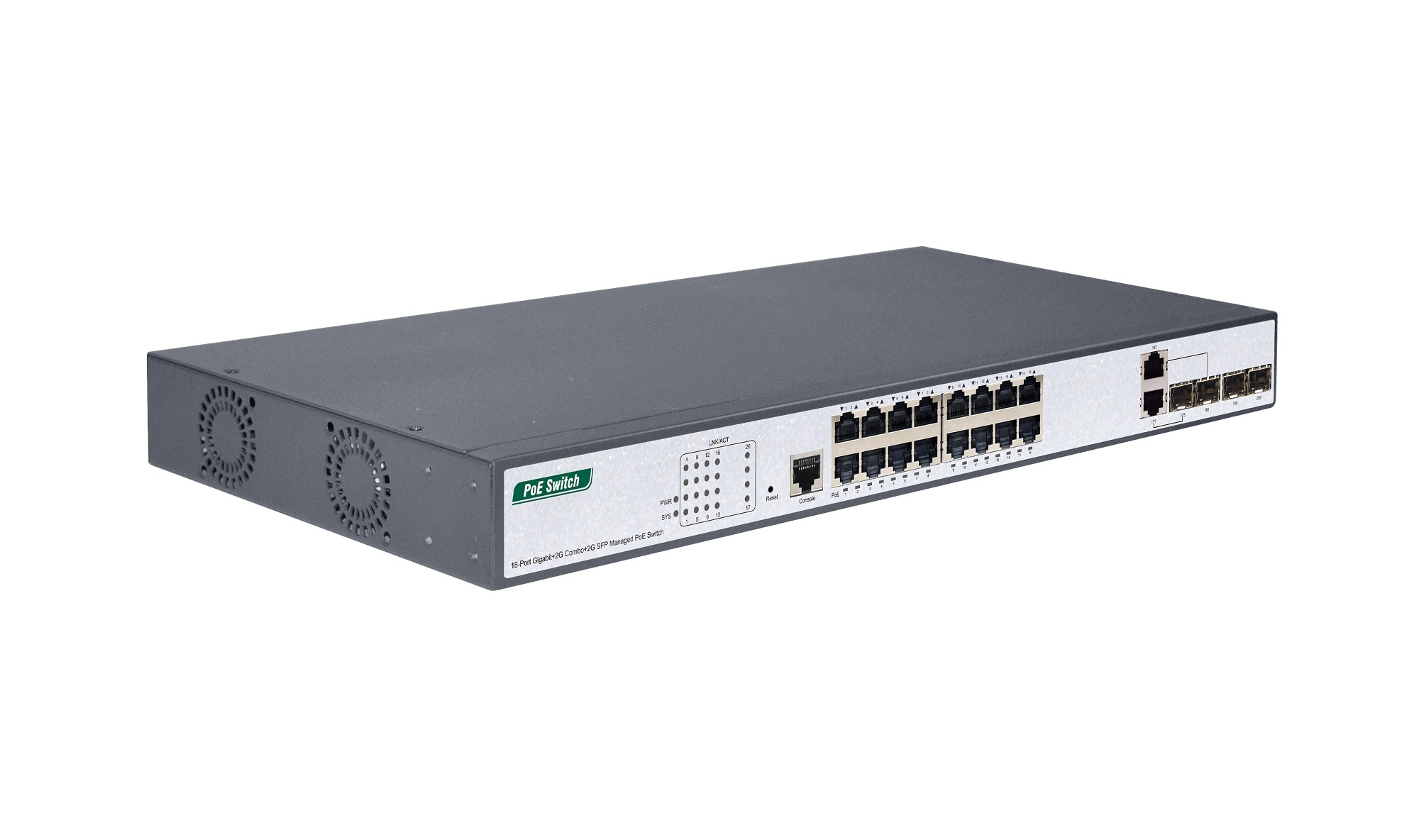 16-Port Gigabit+2G Combo+2G SFP Managed PoE Switch