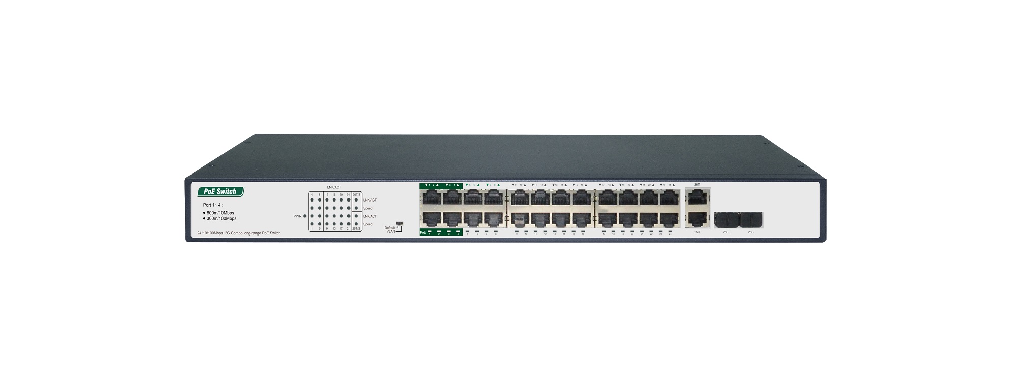 24*10/100Mbps+2G Combo Long-Range PoE Switch(Used With Long-Range Equipment)