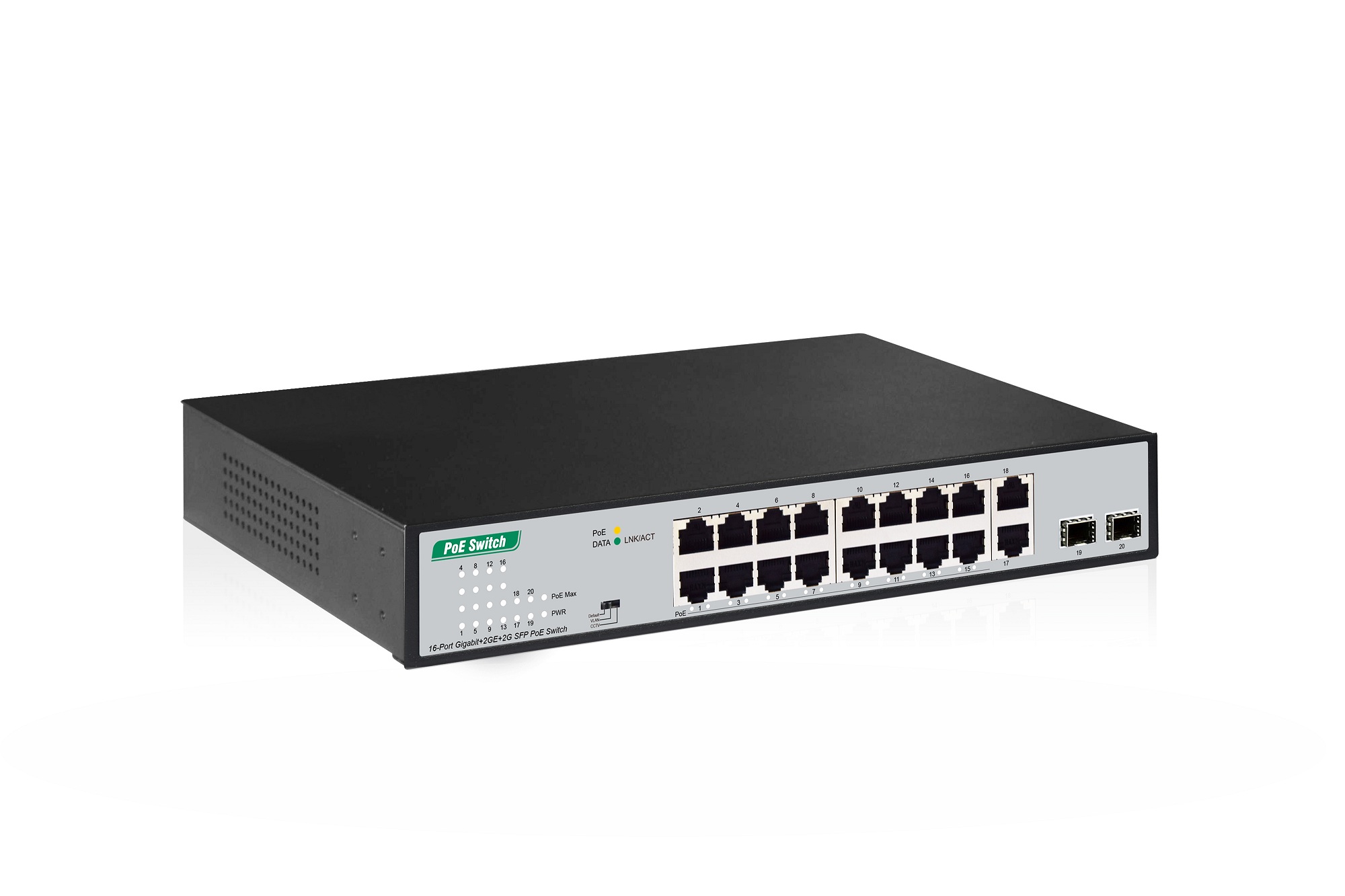 16-Port Gigabit+2GE+2G SFP PoE Switch