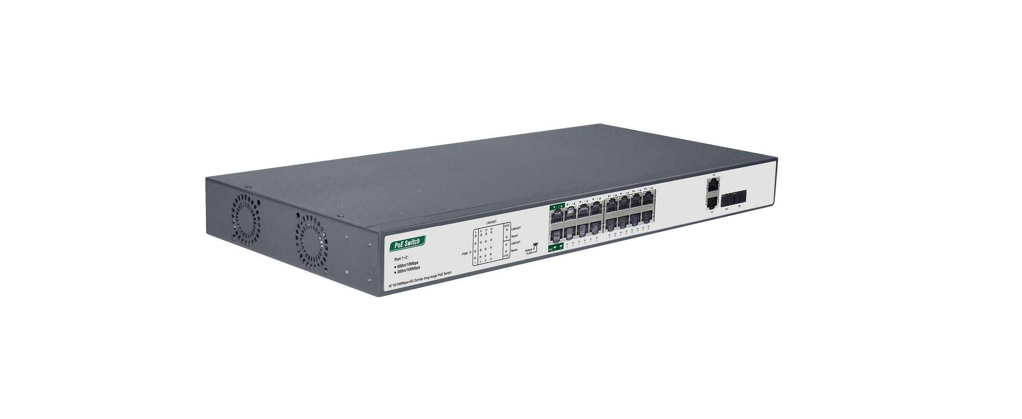 16*10/100Mbps+2G Combo Long-Range PoE Switch(Used With Long-Range Equipment)