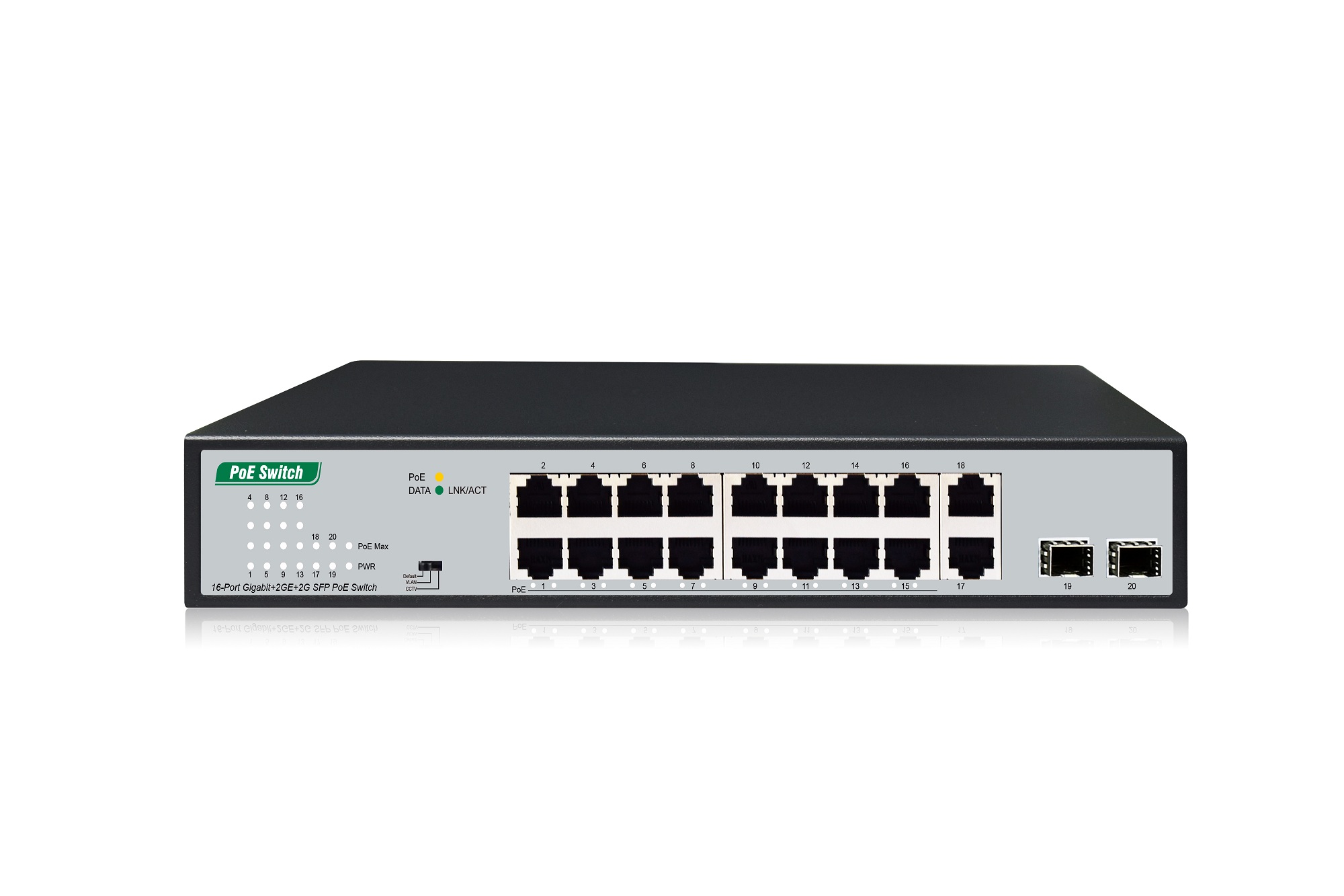 16-Port Gigabit+2GE+2G SFP PoE Switch