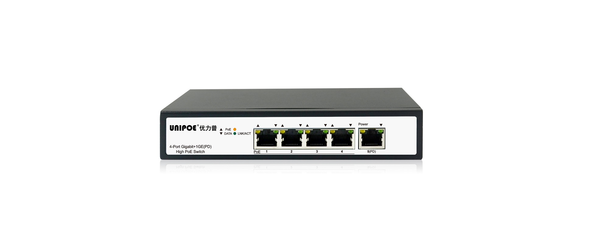 4-Port Gigabit+1GE(PD)High PoE Switch